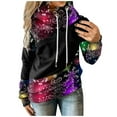 thumbnail image 1 of Sweat à Capuche d'Hiver pour Femmes Mode Pull de Noël Hoilidy Imprimé Xmas Pull Mi-Long Blouse Ample Col Rond Cardigan Chaud, 1 of 6