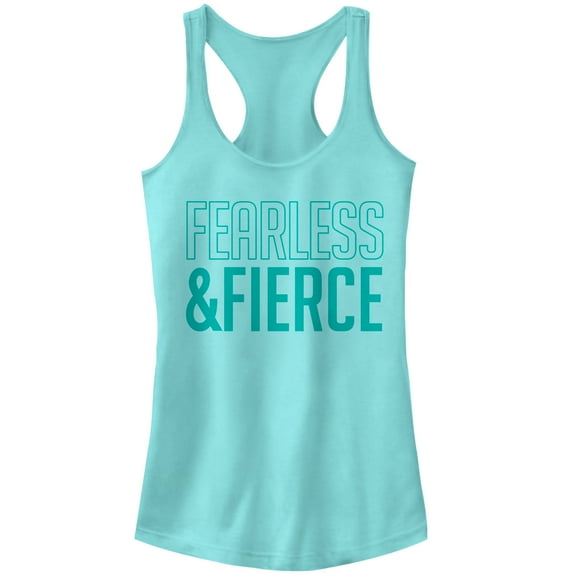 Junior's CHIN UP Fearless and Fierce Racerback Tank Top Cancun Small