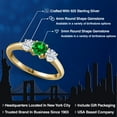thumbnail image 2 of Gem Stone King 18K Yellow Gold Plated Silver Green Created Emerald and White Moissanite Engagement Ring for Women | 1.30 Cttw | Round 5MM | Gemstone May Birthstone | Size 7, 2 of 7