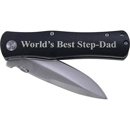 World's Best Step-Dad Folding Pocket Knife - Great Gift for Father's Day, Birthday, or Christmas Gift for Dad, Grandpa, Grandfather, Papa, Husband (Black (Best Pen Knives In The World)