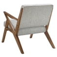 thumbnail image 3 of Mid-Century Modern Lounge Chair - Light Grey Polyester Fabric, Solid Wood Frame, 33.5" Wide, Tufted Design for Living Room or Home Office., 3 of 6