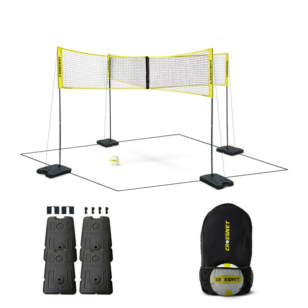 CROSSNET Four Square Volleyball Net and Game Set with Indoor 4 Pack Base  Set - Walmart.com