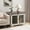 White, variant on Farmhouse Dog Cage Crate Furniture with Sliding Barn Door, Wooden Dog Kennel End Table with Flip-top Plate Dog House