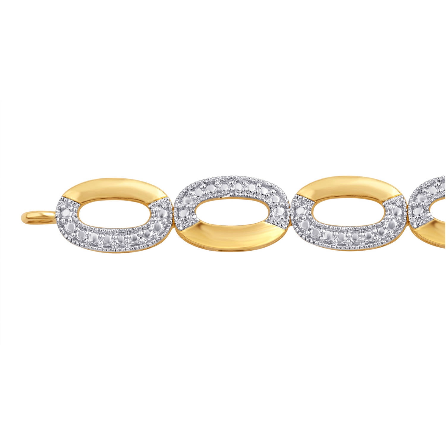 Arista Diamond Accent Oval-Shaped Link Women's Fashion Bracelet 14K Yellow Gold Tone Brass, 7.50"