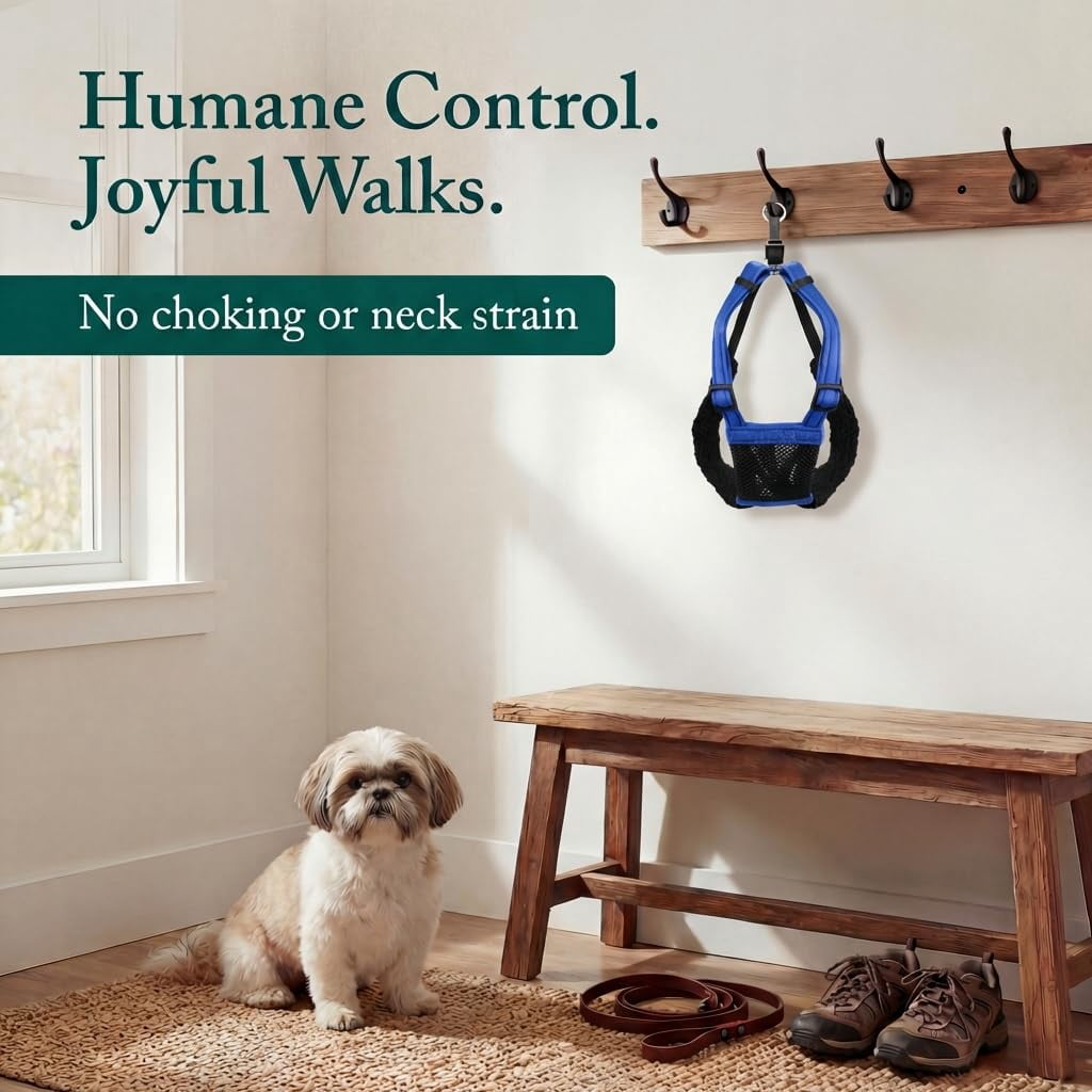 No Pull Dog Harness  Durable Nylon Mesh For Small Dogs Choke Design Padded Restraint Sleeves Adjustable Fit Easy On/off Ideal Breeds Blue