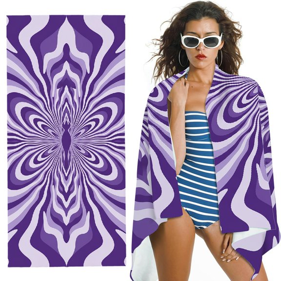 RKSupls Abstract Purple Butterfly Oversized Microfiber Beach Towel, Ultra-Soft Microfiber for Bathroom, beach, Soft Super Absorbent- 30x60 in