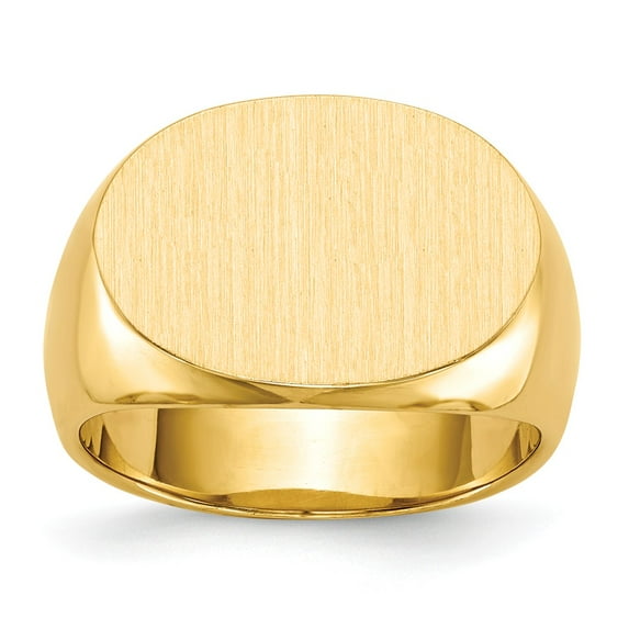 Solid 14k Yellow Gold Big Heavy Men's Engravable Signet Ring (13mm) - Size 9.5