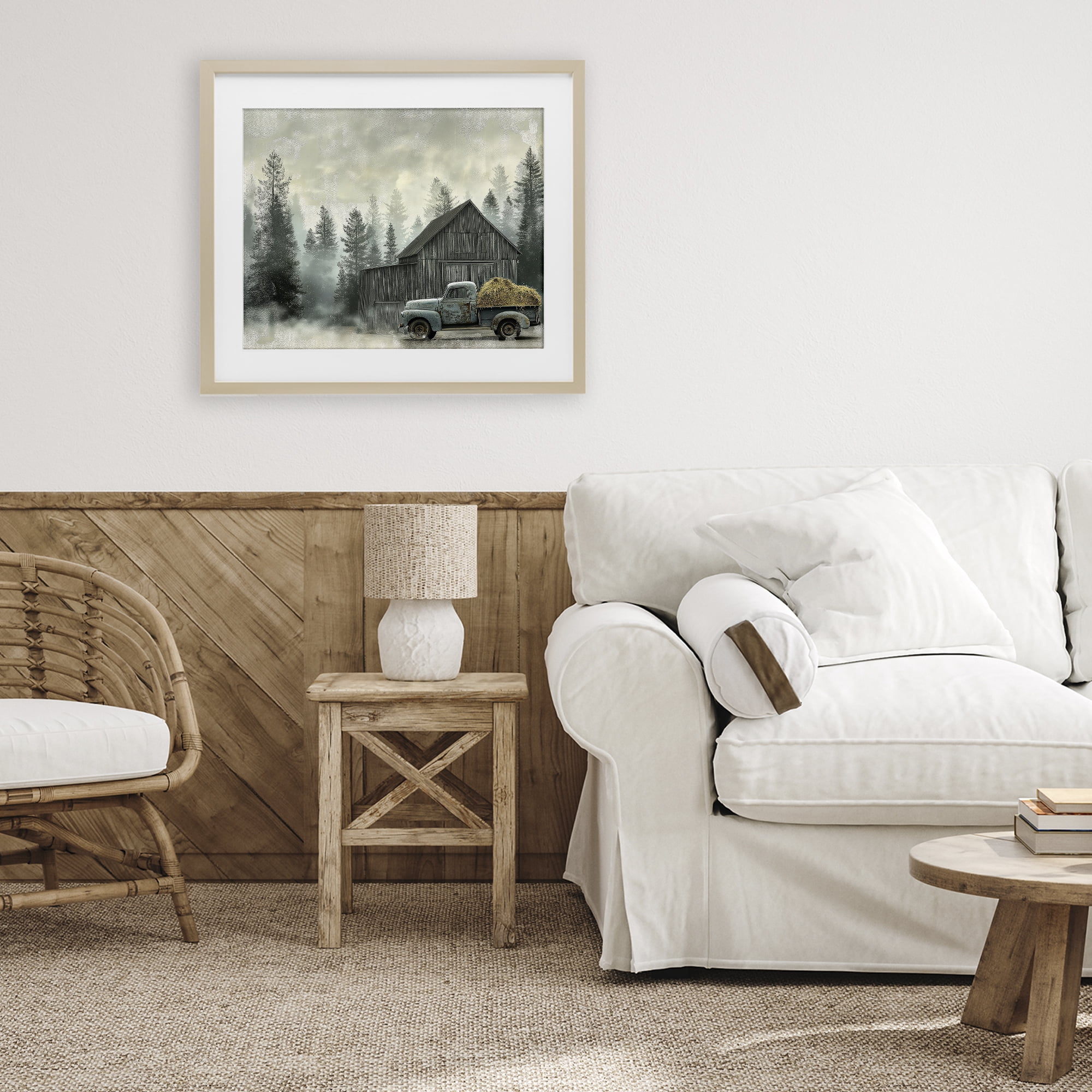 Stupell Industries Vintage Pickup at Misty Barn Birch Framed Print Under Glass, design by Imagine It Images