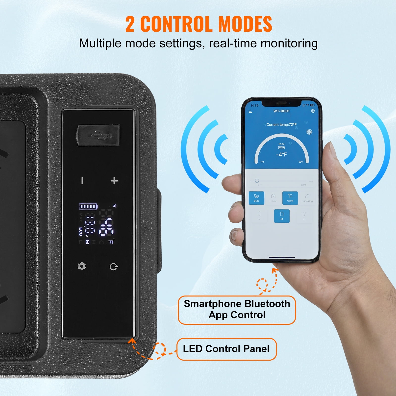 VEVOR Car Refrigerator, 12 Volt Car Armrest Refrigerator Fridge, 8 L Single Zone Portable Freezer, -4℉-68℉ Adjustable Range, 12/24V DC and 100-240V AC Compressor