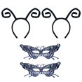 thumbnail image 1 of YAXAMING 4 Piezas Diadema de Antena de Mariposa de Halloween Máscara de Encaje Aros de Pelo Negro Máscara de Mascarada Diadema de Animal Diadema Diademas para el Cabello Mujeres Cosplay Festival Desfi, 1 of 5