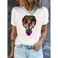 thumbnail image 1 of T-Shirt à Motif Cœur et Dessin Animé pour Femmes - Col Rond Décontracté, Manches Courtes, Mélange de Polyester Extensible, Lavable en Machine - Parfait pour l'Été, Personnages d'Animation, Vacances, Simple, 1 of 6