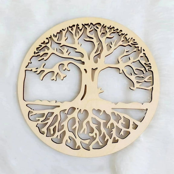 8pcs Wooden Hollow Coaster Wood Cup Mat Tree of Life 150mm