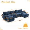thumbnail image 2 of Gexpusm Modular Sectional Sofa with Deep Seat,146" Freely Combined Comfy Couch,Arm chair with Pillows for Living Room,Apartment,U-Shaped 4-seat Oversized Sofa with Double Movable Ottomans,Dark Blue, 2 of 6