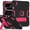 Black/Rose Red, variant on Case for iPad Pro 11 Inch 2024 5th Generation (A3006/A2836/A2837), Shockproof Cover with Kickstand and Pencil Holder, Black Rose Red