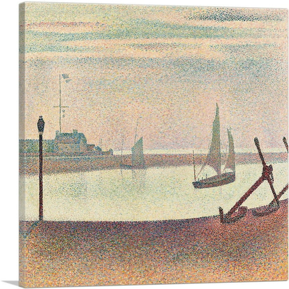 ARTCANVAS The Channel at Gravelines, Evening 1890 Canvas Art Print by Georges Seurat - Size: 18" x 18" (0.75" Deep)