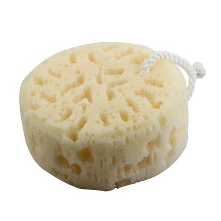 Bath Sponge - Bathroom Bath Sponge Round Shower Body Clean Loop Pouf Scrubber Light Yellow