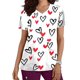 thumbnail image 1 of Fiudx Ropa de Mujer Blusa de Manga Corta con Cuello En V para Mujer, Uniforme, Blusa con Bolsillos Estampados para El Día de San Valentín, Enfermería, 1 of 4