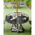 thumbnail image 4 of nqOlkjepod White Brown Bear Outdoor Tablecloth with Umbrella Hole & Zipper, Vintage Farmhouse Country Rustic Wood Grain Round Table Cover 54 Inch, Dining Waterproof Table Cloth Protector for Patio, 4 of 7
