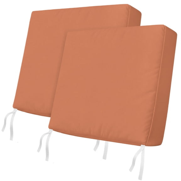 Outdoor Patio Cushion Covers 2 Pack Orange Chair Pads Slipcovers with Ties & Zipper Waterproof Seat Cover Set Pure Solid Color Seat Cushion Covers for Outdoor Furniture Couch Sofa Garden 24x24 Inch