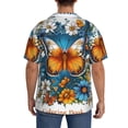 thumbnail image 3 of Gukieu Spring Butterfly Flowers Print Men's Short-sleeved Shirts, Button-down Pocket Shirts, T-shirts, Beach Vacation Travel Summer Clothing-4X-Large, 3 of 5
