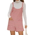 thumbnail image 4 of Women Summer Casual Sleeveless Romper Loose Striped Tied Shorts Overalls Jumpsuit with Pockets, 4 of 6