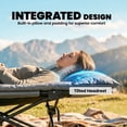 thumbnail image 3 of Folding Camping Cot for Adults, 78.7" x 31.5" Padded Single Bed with Integrated Headrest, Heavy Duty Metal Frame, Water-Repellent Oxford Fabric, Grey, for Camping and Outdoors, 3 of 7