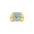 thumbnail image 1 of RYLOS Mens Rings 14K Yellow Gold Designer Round Gemstone &  Sparkling Diamond Ring Blue Topaz December Birthstone Rings For Men, Men's Rings, Gold Rings Sizes 8 - 13, 1 of 7