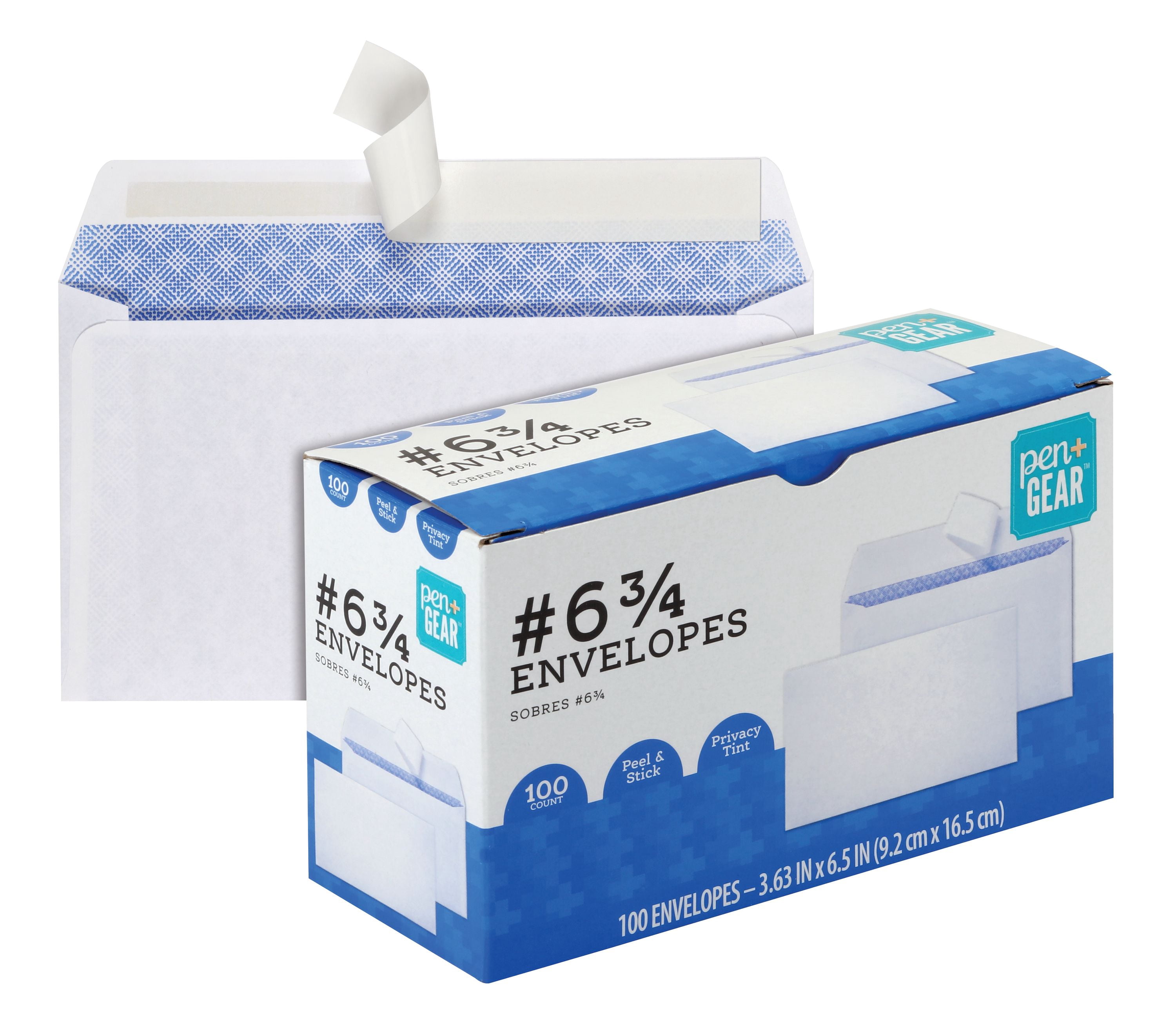 PEN+GEAR Security Envelopes, 20 lb. White, #6-3/4 (3-5/8 x 6-1/2 in.), Peel & Stick, 100 per box