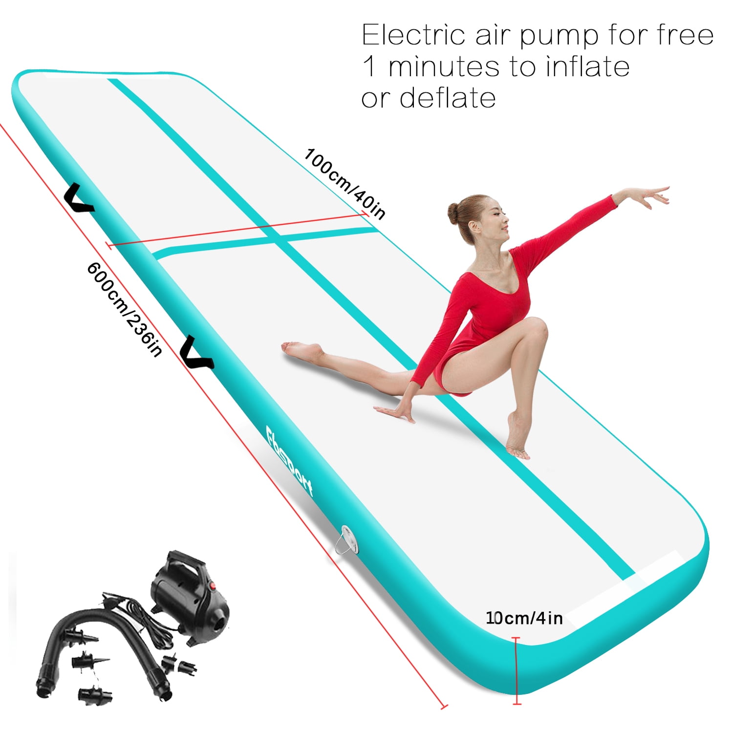 3.3FT X 10FT Inflatable Air Track Floor Home Gymnastics Tumbling Mat Fitness GYM 