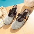 thumbnail image 5 of Women’s Summer Flat Shoes Slip On Round Toe Hollow Out Retro Square Metal Buckle Casual Fashion Brown 7, 5 of 9
