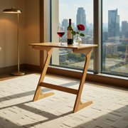 GVN Sofa Table, Side Table, Sofa Side Table,Bamboo Z-Shaped Spacious Sofa Side Table with Space-Saving Tabletop-Natural