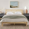 thumbnail image 2 of Pemberly Row Solid Wood Rattan Headboard Queen Bedframe - Natural, 2 of 16