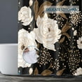 thumbnail image 5 of Extra Long Black Gold Floral Shower Curtain 72 x 84 Inch, Black Flowers Bathroom Shower Curtain, Fabric Waterproof Shower Curtain with 12 Hooks, 5 of 6