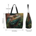 thumbnail image 5 of Bingfone Canvas Tote Bag for Women with Inner Pocket Aesthetic Cute Shopping Tote Bags Reusable Grocery Bags- Realistic Colorful Chameleon, 5 of 8
