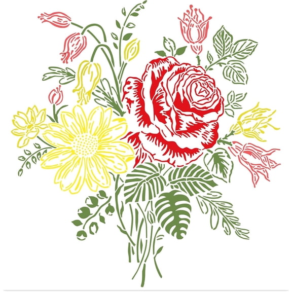 Flower Painting Stencils, 2 PCS Flower Stencils for Crafts Reusable Stencil for Painting on Wood Canvas Paper Fabric DIY Craft Stencils