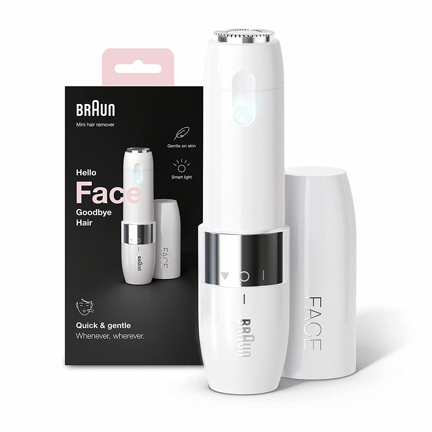 Braun Mini Hair Remover, Electric Facial Hair Removal for Women, White
