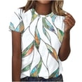 thumbnail image 2 of Fiudx Ropa de Mujer Camiseta Estampada Informal y de Moda para Mujer con Cuello Redondo y Top de Manga Corta, 2 of 4