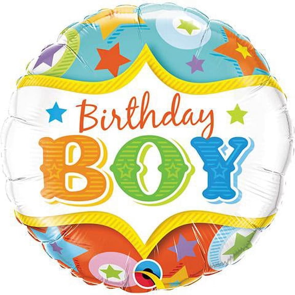 LOONBALLOON Birthday-for-him-Balloons, 18″ BIRTHDAY BOY CIRCUS STARS