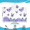 thumbnail image 2 of Purple Flower Butterfly Pattern Hooded Bath Towel，60"x35" for Ages 3 To 12 Kids, Quick Dry Lightweight Soft Microfiber Hood Beach Towel Cover Up for Kids, 2 of 7