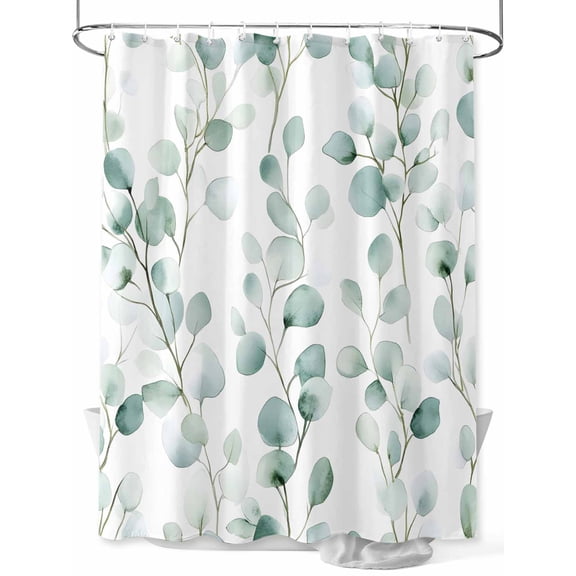 Shower Curtain Eucalyptus Leaf Shower Curtains for Bathroom, Waterproof Polyester Shower Curtain Set with Hooks, Extra Long 72" x 84" Watercolor Leaf Branch