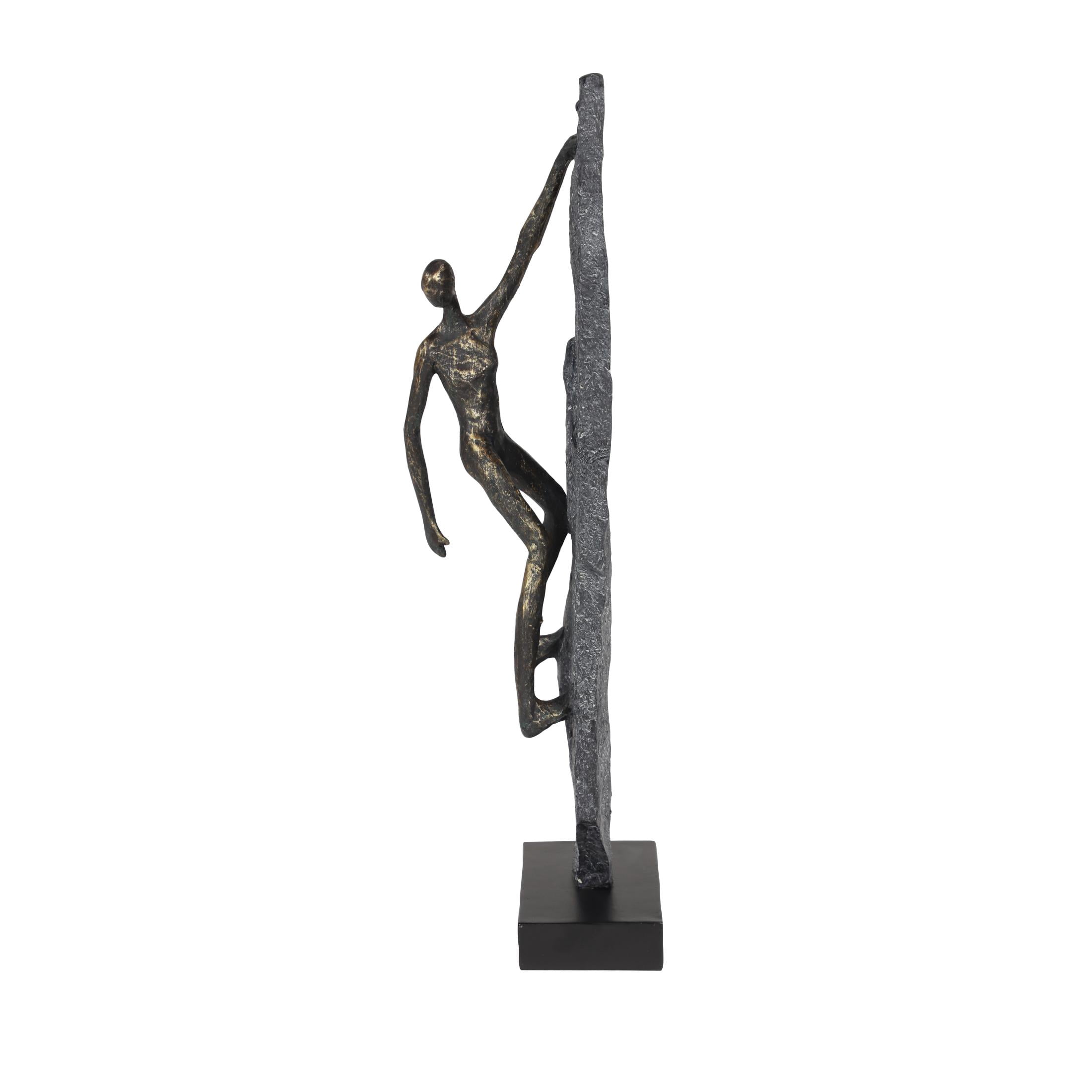 6" x 19" Bronze Polystone Climbing People Sculpture, by DecMode