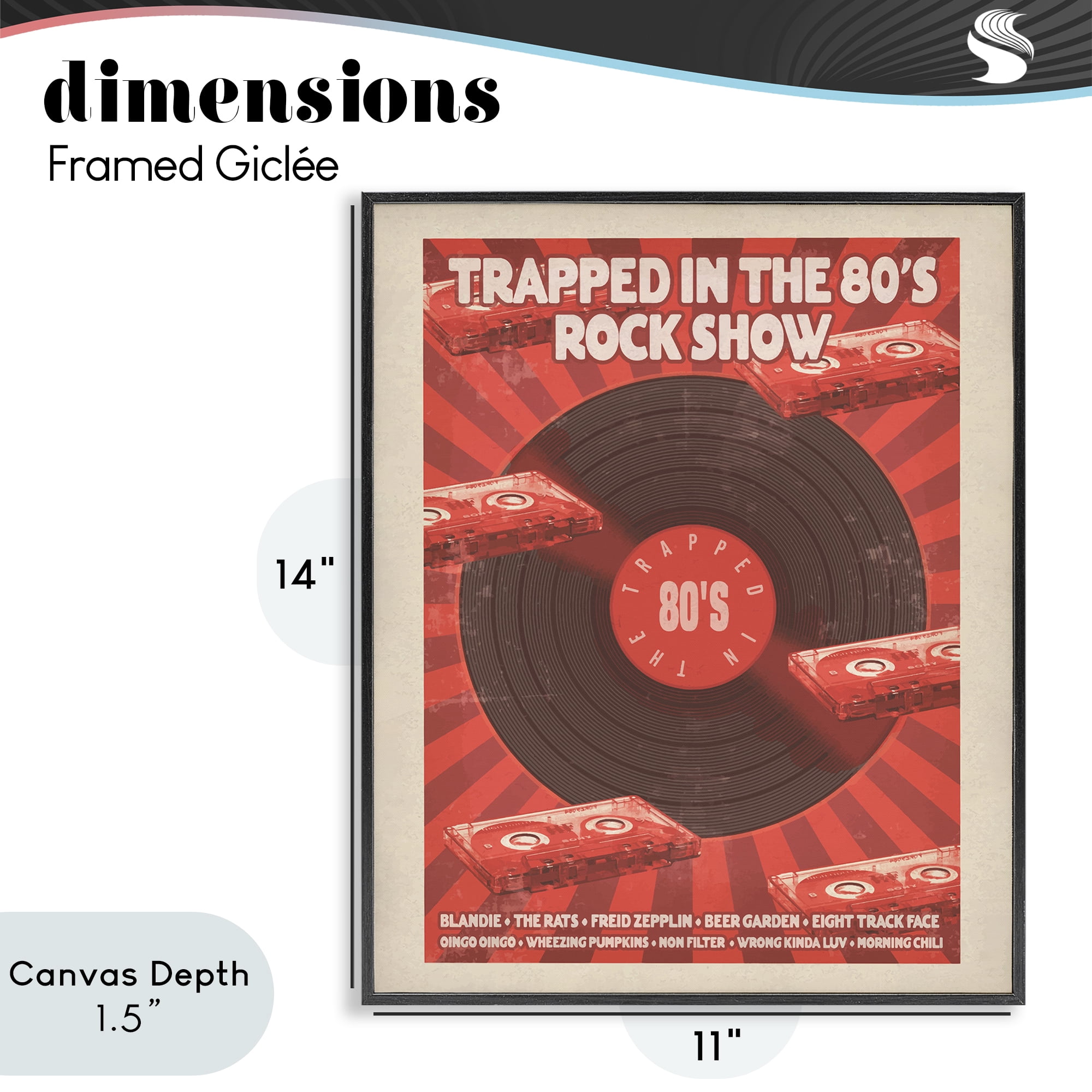 Stupell Industries Trapped in 80s Rock Show Black Framed Giclee Art, design by Old Red Truck