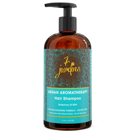 7 Jardins Argan Aromatherapy Hair Shampoo for Silky Strong Shiny & Straight (Best Shampoo For Shiny Silky Hair)