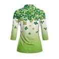 thumbnail image 3 of Uorisanigo Cute Four Leaf Clover Women's 3/4 Sleeve Golf Top Size 2XL Comfortable Polyester Spandex Fabric Moisture Wicking Tennis Activewear Zipper Neck Pullover Outing Wear, 3 of 7