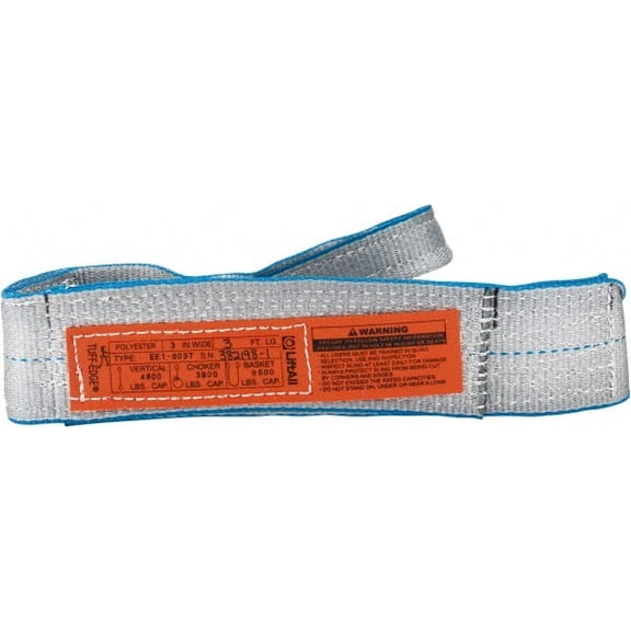 3' Long x 3" Wide, 4,800 Lb Vertical Capacity, 1 Ply, Polyester Web Sling