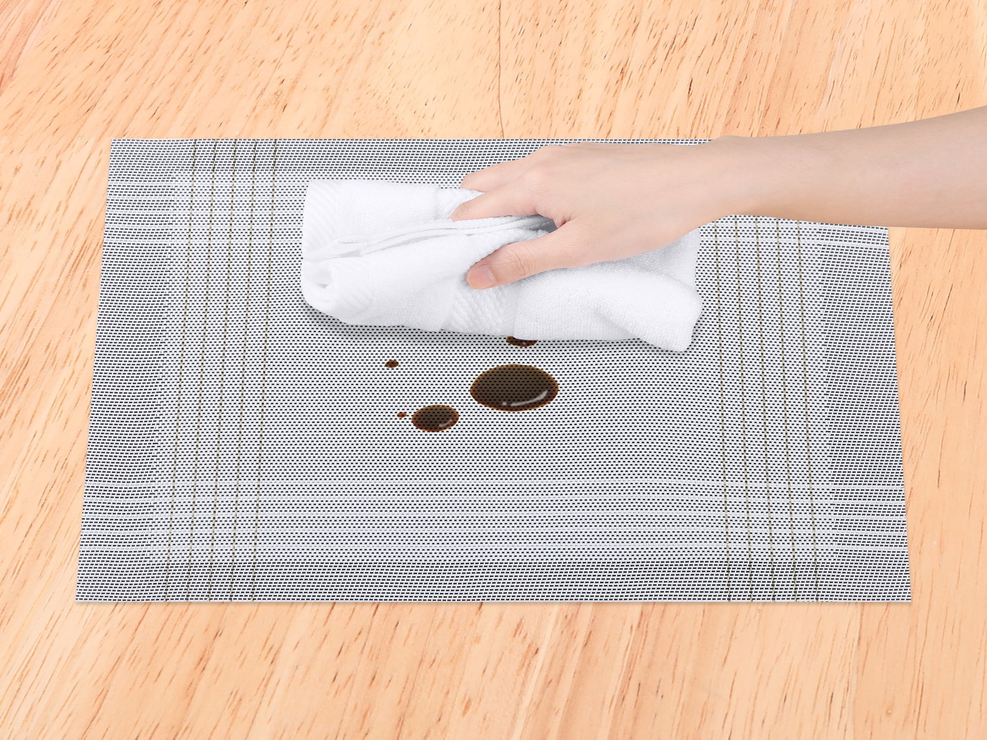 Unique Bargains Placemats Set of 8 for Dining Table Indoor Decor Kitchen Mat Light Gray