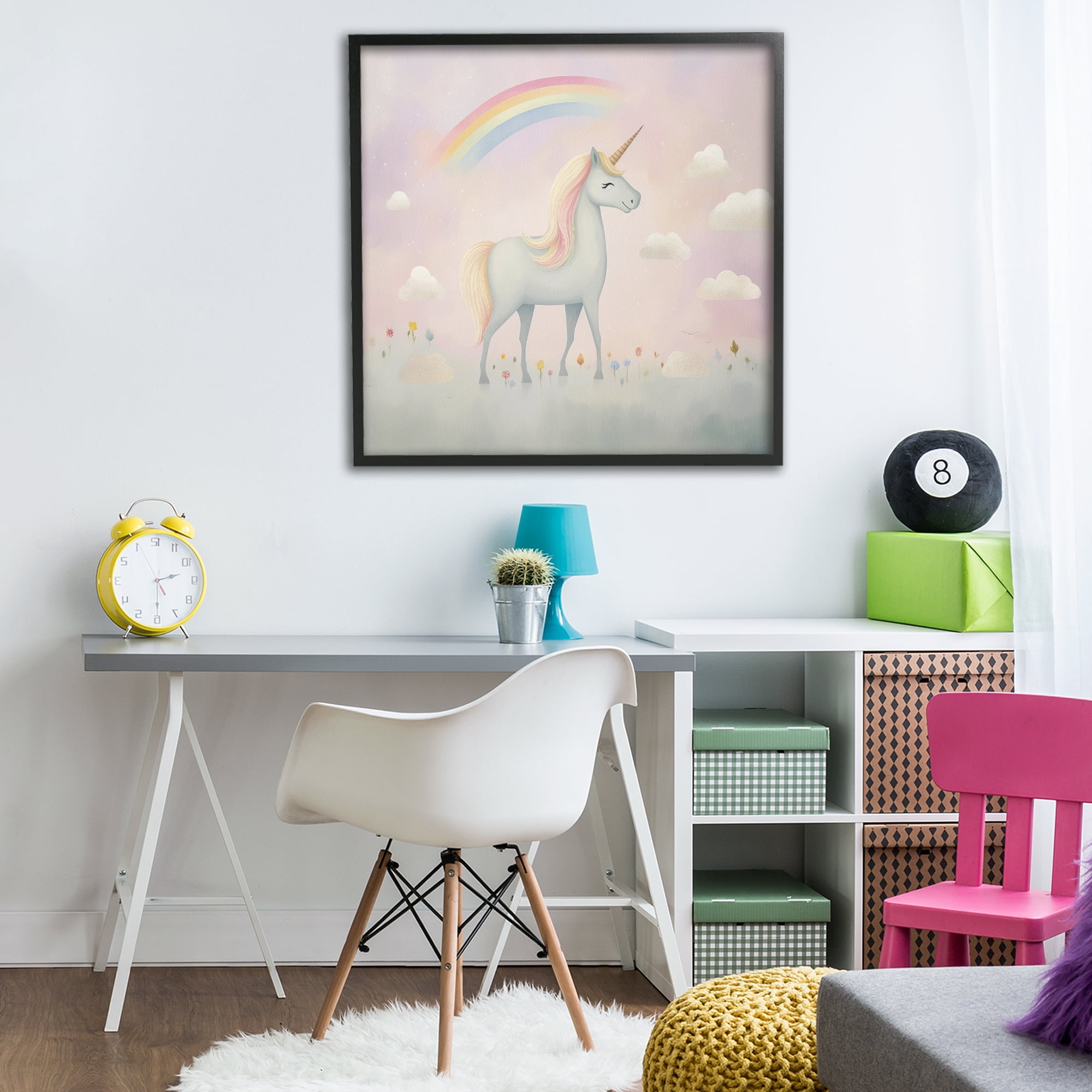 Stupell Industries Mystical Unicorn Dreams in Pastel Black Framed Giclee Art, design by Lazar Studio