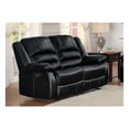 thumbnail image 2 of Benzara Leather Upholstered Double Reclining Love Seat With Padded Armrests, Brown-Color:Black, 2 of 2