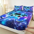 thumbnail image 3 of Homewish Abstract Gamer Twin Sheet Sets 3pcs for Teens Boys Girls,Lightning Video Game Twin Fitted Sheet Microfiber,Universe Galaxy Breathable Flat Sheet,Breathable Home Decor, 3 of 7
