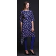 thumbnail image 3 of Bimba Blue Leaves & Floral Printed Tops For Women Asymmetric Kurti Summer Dress For Girls Large, 3 of 6